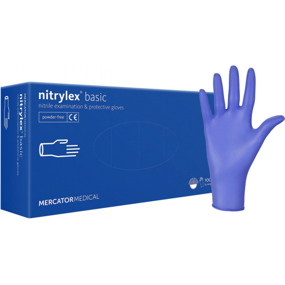 NITRYLEX BASIC A100 BLUE - nitril púdermentes kék vizsgálókesztyű S