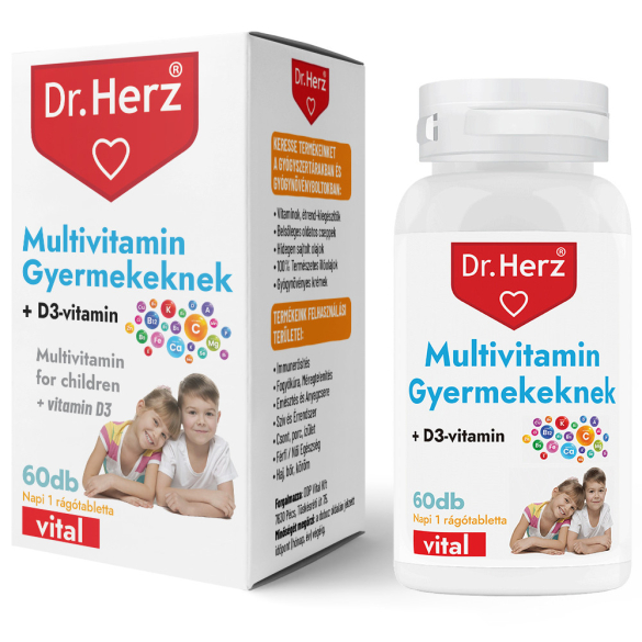 Dr. Herz Multivitamin Gyerekeknek+D3 rágótabletta 60db 