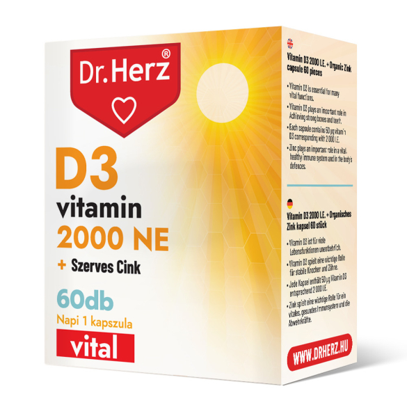 Dr. Herz D3-vitamin 2000 NE+Szerves Cink kapszula 60 db