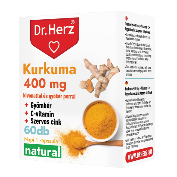 Dr. Herz Kurkuma 400 mg + Gyömbér + C-vitamin kapszula 60db