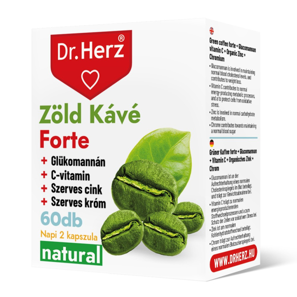 Dr. Herz Zöld Kávé Forte + C-vitamin+Glükomannán kapszula 60 db