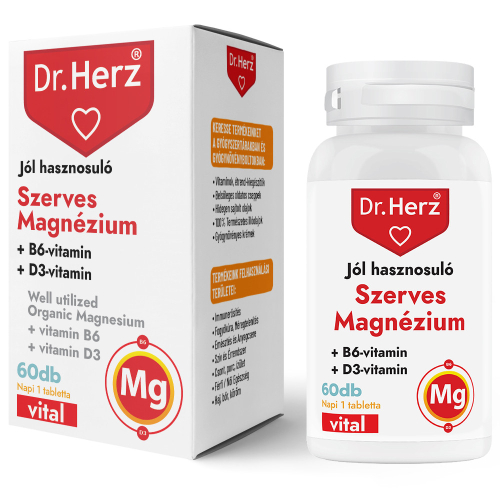 Dr. Herz  Jól Hasznosuló Szerves Magnézium + B6 + D3 60db tabletta