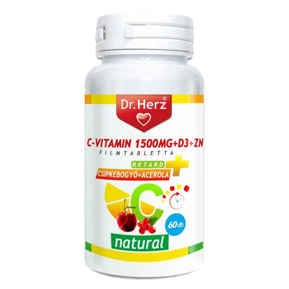 Dr. Herz C-vitamin 1500mg+D3+Zn csipkebogyóval és acerola kivonattal tabletta 60 db